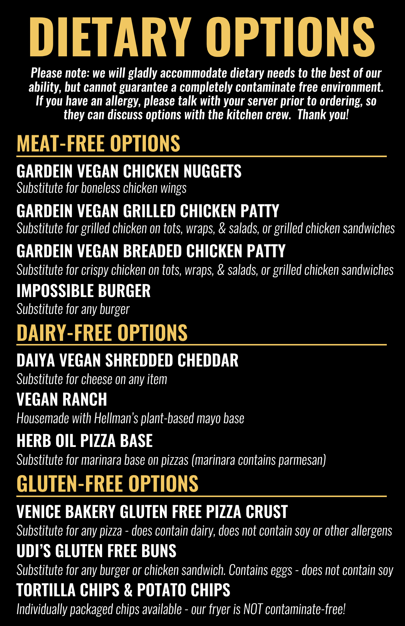 Dietray Options Dinner is Served in Portage: Burgers, Chicken Sandwiches, & More