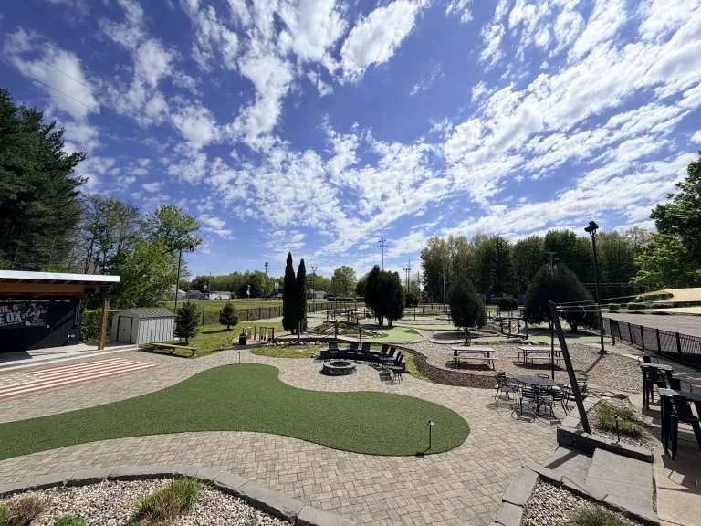 Mini golf and the beer garden behind the taproom